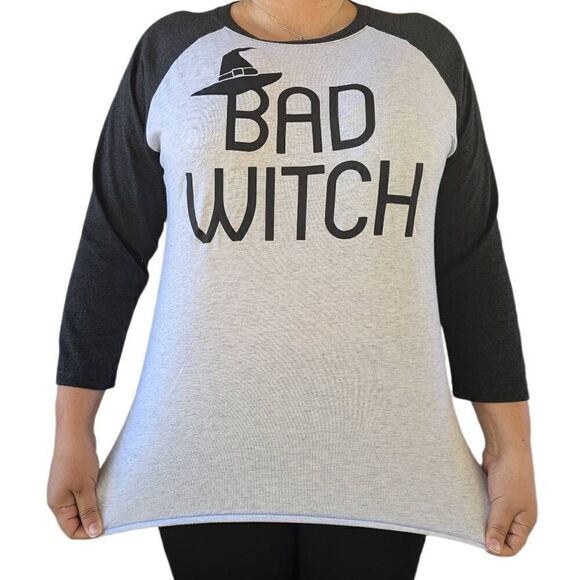 Bed Witch Halloween Shirt White Black Color Block Size L Witch Hat Casual - Picture 2 of 8